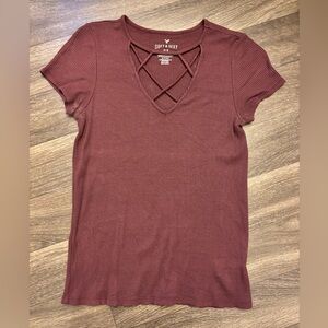 3/$20 | American Eagle Outfitters Soft & Sexy Maroon Tee